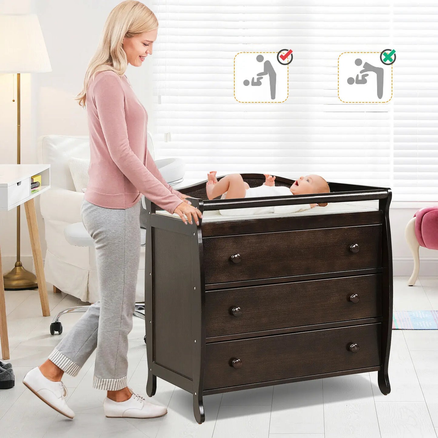 Baby Changing Table Station 3 Drawer