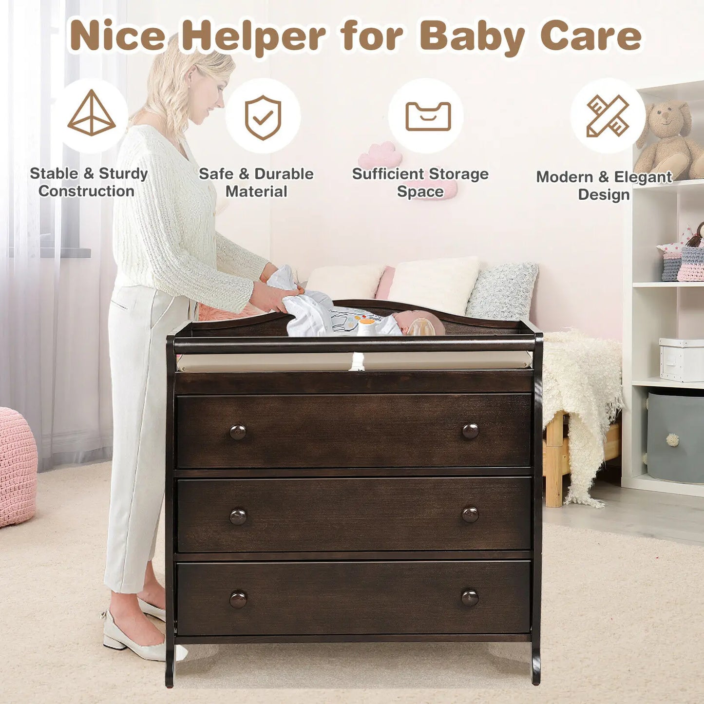 Baby Changing Table Station 3 Drawer