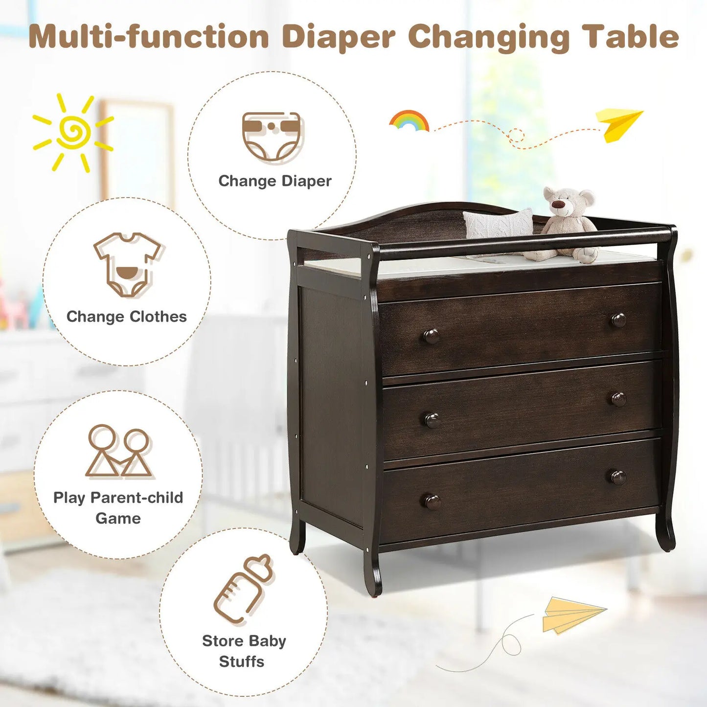 Baby Changing Table Station 3 Drawer