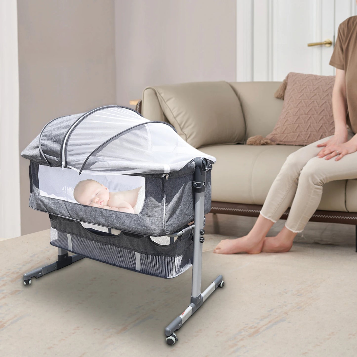 Baby Newborn Bassinet Bedside Portable Crib